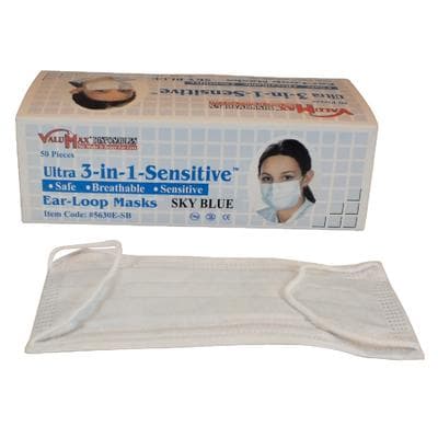 Valumax Ultra 3-in-1 Sensitive Earloop Mask, Sky Blue, ASTM Level 3, 50/Box, 5630E-SB thumbnail 7