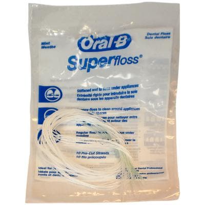 Oral-B SuperFloss Trial Pack, Mint, Pre-Measured Strands, 10/Bag, 100 Bags/Box, 13265220 thumbnail 11