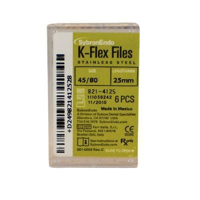 Kerr K-Flex Endodontic Files, Stainless Steel, 25mm, Assorted #45-80, 6/Pack, 821-4125 thumbnail 17