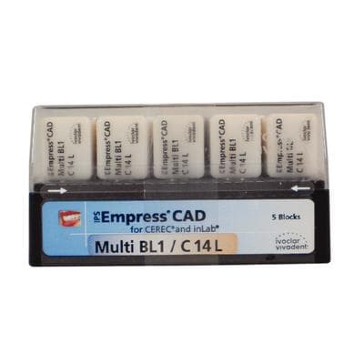 IPS Empress CAD Multi-Chromatic Leucite Glass-Ceramic Milling Block, Shade BL1, Size C14L, for CEREC/inLab, 5/Box thumbnail 3