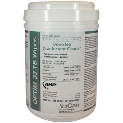 SciCan Optim 33TB Disinfectant Cleaner Wipes, 6" x 7", 160/Canister, OPT33-W12 thumbnail 16