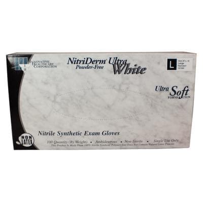 NitriDerm Ultra White Nitrile Examination Gloves, Powder-Free, Latex-Free, Large, White, Textured, 100/Box, 167300 thumbnail 6