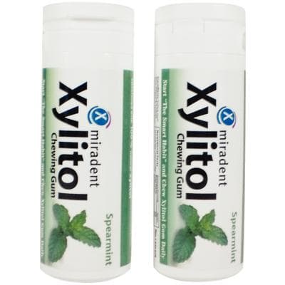 Miradent Xylitol Chewing Gum, Spearmint, 30 Pieces per Vial, 12 Vials per Box, 630052 thumbnail 7