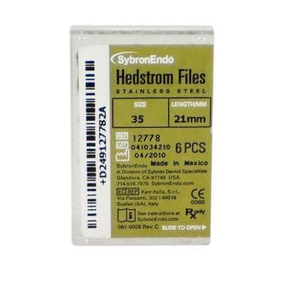 Sybron Endo Hedstrom Files, Stainless Steel, 21 mm, #35, Green, 6/Pk, 12778 thumbnail 15