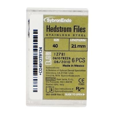 Kerr (SybronEndo) Hedstrom Files, Stainless Steel, 21 mm, Size #40, Black, 6/Pk, 12781 thumbnail 15