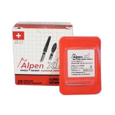 Alpen X1 Single-Use Diamond Bur, FG, #858-014F, Cone Pointed End, Fine Grit, Red Ring, 1.4 mm Diameter, 8.0 mm Length, 25/Pk, X858F014 thumbnail 20