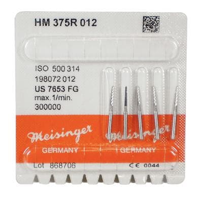 Meisinger Trimming & Finishing Tungsten Carbide Bur, FG, Round End Taper, 1.2 mm, 8-12 Flute, US #7653, 5/Pkg (HM375R-012) thumbnail 6