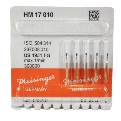 Meisinger Tungsten Carbide Crown Cutter Bur, HM17, Friction Grip, ISO #1931, 1.0 mm Diameter, 5/Pkg, HM17-010-FG thumbnail 4