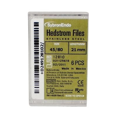 Sybron Endo Hedstrom Files, Stainless Steel, 21 mm, #45-80 Assorted, 6/Pk, 12810 thumbnail 8