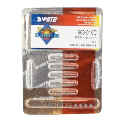 SS White Revelation Diamond Bur, Friction Grip, Coarse Grit, Flame Shape, #863-016C, 1.6 mm Diameter, 5/Pkg thumbnail 8