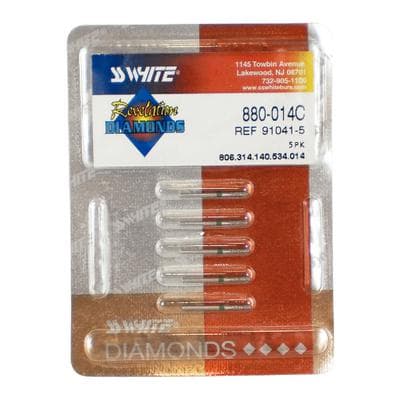 SS White Revelation Diamond Bur, Coarse, Round End Cylinder, FG, 1.4 mm, 5/Pk, 880-014C thumbnail 8