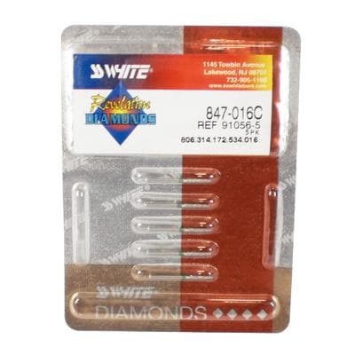 SS White Revelation Diamond Bur 847-016C, Coarse, Flat End Cone, Friction Grip, 1.6 mm Diameter, 5/Pk thumbnail 8