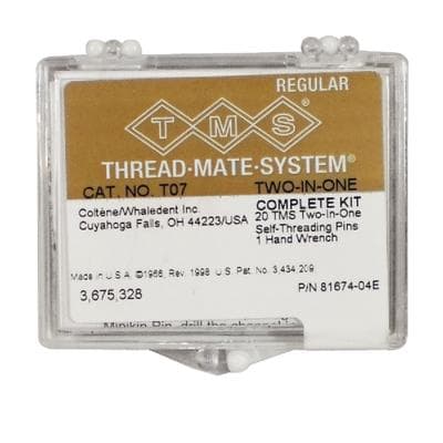 TMS Thread Mate System Regular 2-in-1 Complete Kit, Gold-Plated Stainless Steel, 0.027" (0.675 mm), 20 Pins with K96 Drill and Hand Wrench, T-07 thumbnail 11