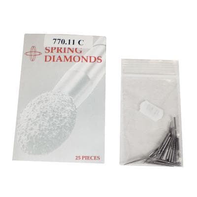Spring FG #770.11 Round End Taper Coarse Diamond Bur, Single-Use, Friction Grip, 1.2 mm Diameter, 11 mm Length, 25/Pkg thumbnail 3