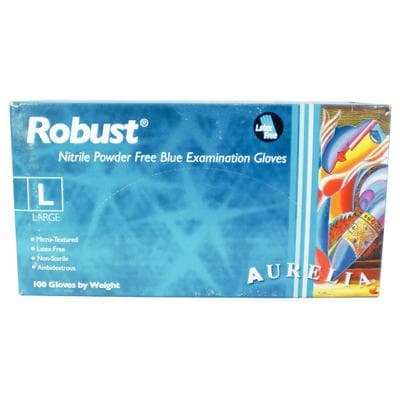 Aurelia® Robust™ Soft Nitrile Exam Gloves, Powder Free, Non-Sterile, Large, Blue, Textured, 100/Box, 93898 thumbnail 3