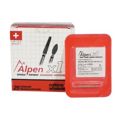 Alpen x1 Single-Use Diamond Bur, FG, Flat End Cylinder, #835-010C, 1.0 mm Diameter, 4.0 mm Length, Coarse, Green, 25/Pk, X835C010 thumbnail 10
