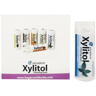 Miradent Xylitol Chewing Gum, Peppermint, 30 Pieces/Vial, 12 Vials/Pkg, 630053 thumbnail 8