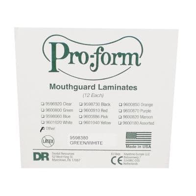 Pro-Form Mouthguard Laminates Dual-Color, 0.160" (4mm), 5" x 5", Green/White, 12/Pkg, 9598380 thumbnail 8