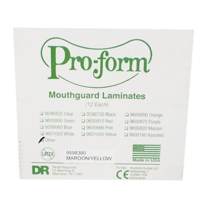 Pro-Form Mouthguard Laminates Dual-Color, 0.160" (4mm), 5" x 5", Maroon/Yellow, 12/Pkg, 9598300 thumbnail 7