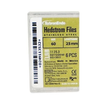 Kerr (SybronEndo) Hedstrom Files, Stainless Steel, 25 mm, Size #60, Blue, 6/Pk, 11353 thumbnail 15