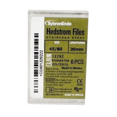 Kerr Hedstrom Endodontic Files, Stainless Steel, 30mm, Assorted #45-80, 6/Box, 13292 thumbnail 7