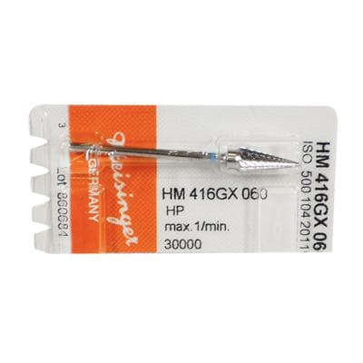 Meisinger HM 416GX-060 Lab Carbide Bur, X-Cut (Crosscut), Medium, Christmas Tree/Tapered Point, 6.0 mm Head Diameter, HP (Handpiece) Shank, 1/Pkg thumbnail 7