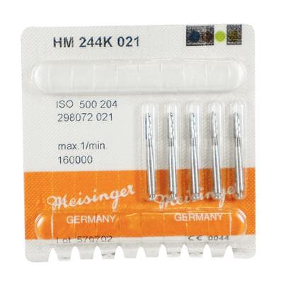 Meisinger HM244K-021 Tungsten Carbide Trimming & Finishing Bur, Right-Angle, Beveled Cone, 2.1 mm, 12 Flutes, 5/Pkg thumbnail 3