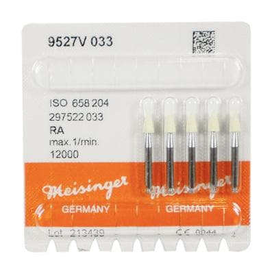 Meisinger 9527V-033 Flexible Point Polisher, RA, Medium Grit, Yellow, 3.3mm, 5/Pkg thumbnail 4