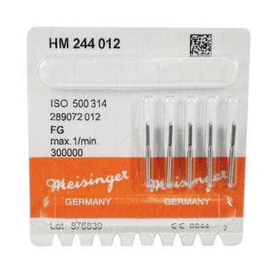 Meisinger HM244-012 Trimming & Finishing Tungsten Carbide Bur, FG, 8-12 Flute, Bevel End, 1.2 mm, 5/Pkg thumbnail 4