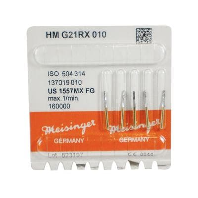 Meisinger HMG21RX-010-FG Tungsten Carbide Bur, Round End Cross Cut Fissure, FG, ISO #1557, 1.0 mm Diameter, 5/Pkg thumbnail 4
