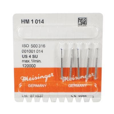 Meisinger HM1 Tungsten Carbide Bur, Round #4, 1.4 mm Diameter, Friction Grip Extra Long (FGXL/Surgical), 5/Pkg, HM1-014-SU thumbnail 6