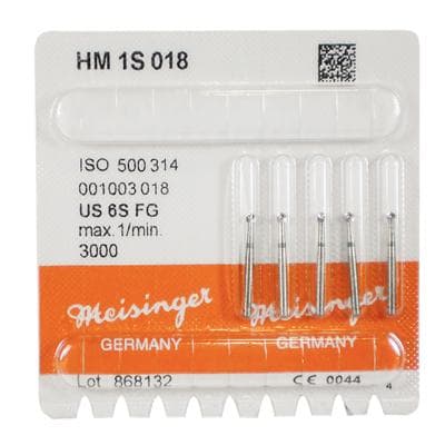 Meisinger Tungsten Carbide Bur, HM1S Round FG, #6S, 1.8 mm Diameter, Friction Grip, 5/Pkg thumbnail 4