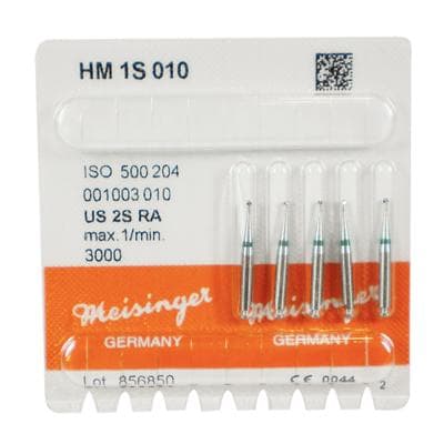 Meisinger HM1S Tungsten Carbide Bur, Round RA, Size #2S, 1.0 mm Diameter, 5/Pkg thumbnail 4