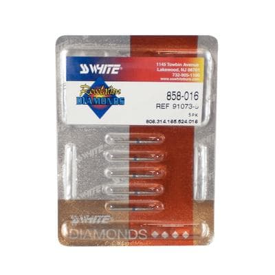 SS White Revelation Diamond Bur 858-016M, Friction Grip, Medium Grit, Cone Round End, 5/Pk thumbnail 8