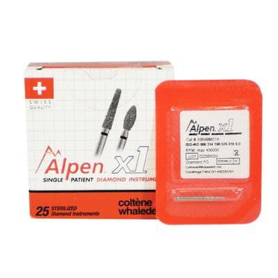 Alpen x1 Single-Use Diamond Bur, FG, Round End Taper, #856-016M, Medium Grit, 1.6 mm Diameter, 8.0 mm Length, 25/Pk, X8568M016 thumbnail 9