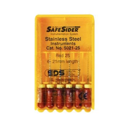 SafeSiders Endodontic Reamers, Stainless Steel, 21 mm, 0.02 Taper, Size #25, Red, 6/Pkg, 5021-25 thumbnail 11