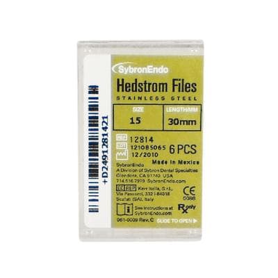 Sybron Endo Hedstrom Files, Stainless Steel, 30 mm, #15, White, 6/Pk, 12814 thumbnail 9