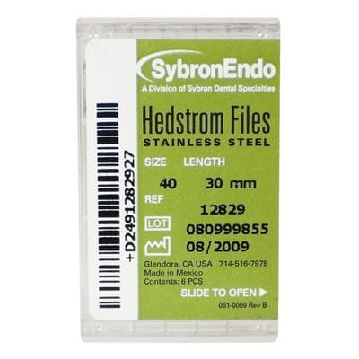Sybron Endo Hedstrom Files, Stainless Steel, 30 mm, #40, Black, 6/Pk, 12829 thumbnail 10