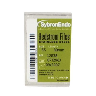 Kerr (SybronEndo) Hedstrom Files, Size #55, 30mm, Red, Stainless Steel, 6/Pack, 12838 thumbnail 9