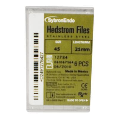Kerr (SybronEndo) Hedstrom Files, Stainless Steel, 21 mm, Size #45, White, 6/Pk, 12784 thumbnail 16