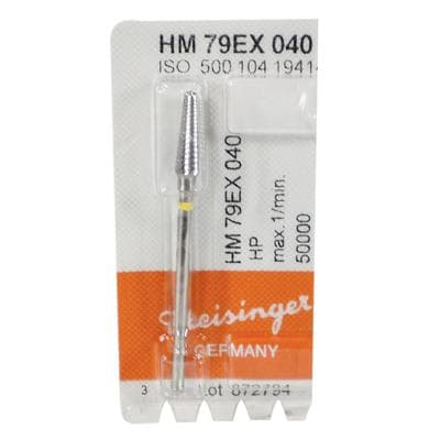 Meisinger Tungsten Carbide Lab Bur, HM79EX-040, X-Cut Extra Fine, Tapered Round End, HP, 4.0 mm Diameter, 14.2 mm Head Length, Yellow Ring, 1 Each thumbnail 7