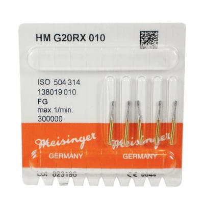 Meisinger HMG20RX-010 Tungsten Carbide Crown Cutter Bur, Friction Grip, 1.0 mm Diameter, Round End, Crosscut, 5/Pkg thumbnail 4