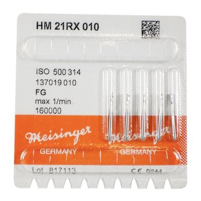 Meisinger Tungsten Carbide Bur, HM21RX-010-FG, Round-End Cylinder, Crosscut, Friction Grip, 1.0 mm Diameter, 5/Pkg, ISO #557 thumbnail 5