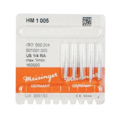 Meisinger HM1-005-RA Operative Tungsten Carbide Bur, Round, #1/4, 0.5 mm Head, Right-Angle Latch Shank, 5/Pk thumbnail 11