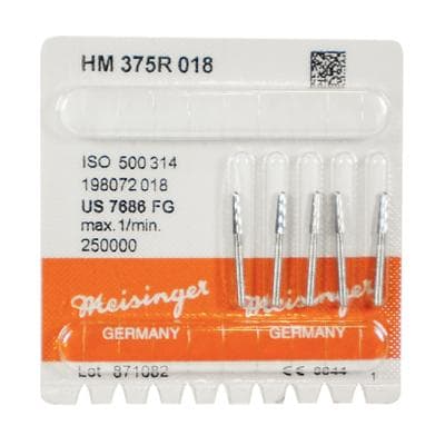 Meisinger Trimming & Finishing Tungsten Carbide Bur, FG, Round End Taper, 1.8 mm, #7686, 5/Pkg (HM375R-018) thumbnail 5