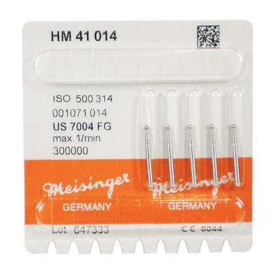 Meisinger Trimming and Finishing Tungsten Carbide Bur, FG, Round, 8-12 Flute, 1.4 mm, #7004, 5/Pkg thumbnail 2