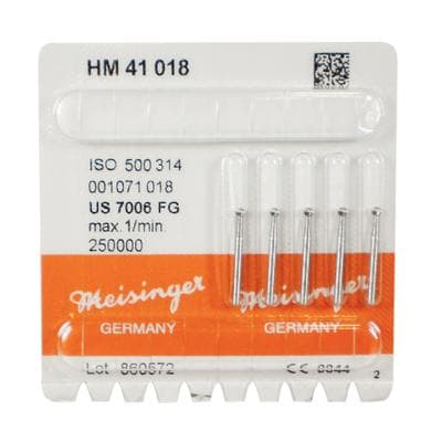 Meisinger Trimming and Finishing Tungsten Carbide Bur, FG, Round, Fine 8-12 Flute, 1.8 mm, US #7006, 5/Pkg (HM41-018) thumbnail 4