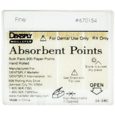 Dentsply Maillefer Absorbent Paper Points, Fine, .02 Taper, Hand-Rolled, Non-Sterile, Bulk Pack, 200/Box, 670154 thumbnail 11