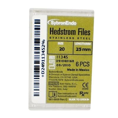 Sybron Endo Hedstrom Files, Stainless Steel, 25 mm, #20, Yellow, 6/Pk, 11345 thumbnail 22