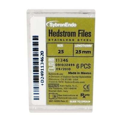 Sybron Endo Hedstrom Files, Stainless Steel, 25 mm, Size #25, Red, 6/Pk, 11346 thumbnail 21